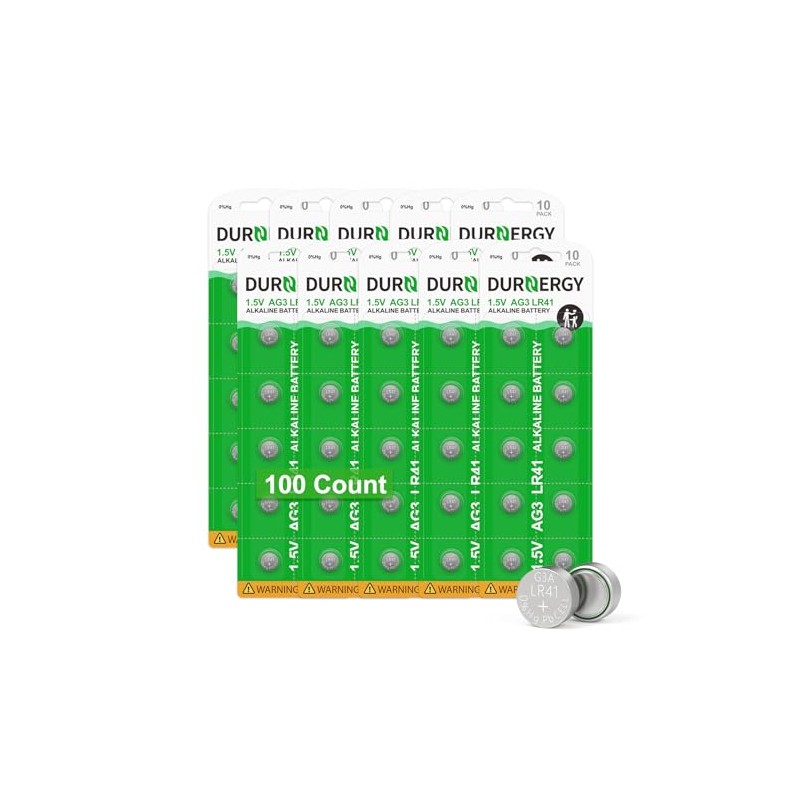 DURNERGY LR41 Batteries 100 Pack, 384 392 Watch Battery 1.5