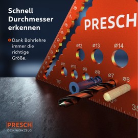 Presch Carpenter's Square 180 mm – Versatile Drill Gauge for Exact Diameter – High Precision Milled Aluminium for Exact 90° Angle – Carefully processed, Durable Coating