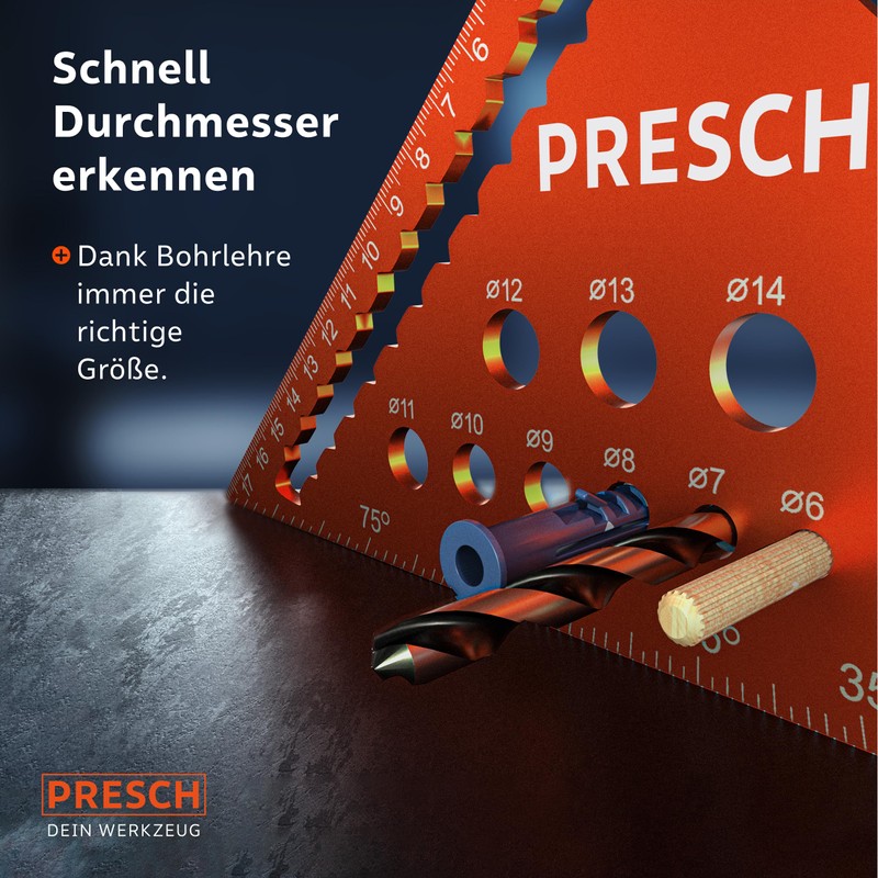 Presch Carpenter's Square 180 mm – Versatile Drill Gauge for