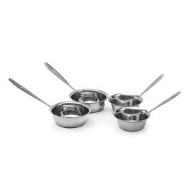 2 Pcs Cocotte 3.15 Inch and 2 Pcs Cocotte 3.54 Inch - Mini Cocotte with Handle - Ramekin for Baking Julienne, of Stainless Steel, Oven Safe, OFXDD