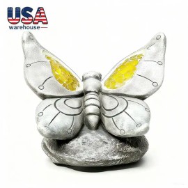Solar-Powered Hand-painted Animal Art Butterfly Resin Light-Glowing Outdoor Decor Enchanted Garden Accent Patio Rock GardenColor: As picture, Size: One Size