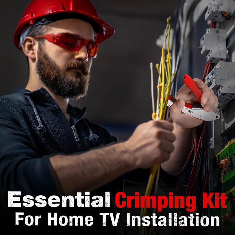 Coaxial Cable Crimper for RG59, RG6, 3-in-1 Coax Cable Repair