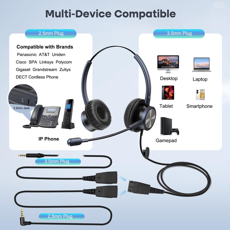 Auricular para teléfono con micrófono con cancelación de ruido compatible