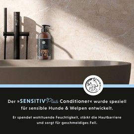 Annimally Sensitiv Plus Conditioner - Natürliche pflegende SpüLung für Sensible Hunde & Welpen, Seidiges Fell mit Sheabutter, ph-neutral, ohne Silikone, Parabene & künstliche Duftstoffe - 500 ml