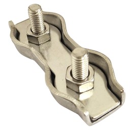 Twist Rope Clamps 6 Pieces Stainless Steel Clamp 3 mm ~ 5 mm Thick Steel Cable Clamps Double Clip Corrosion Resistant for Steel Wire Connection on Fence String Awning