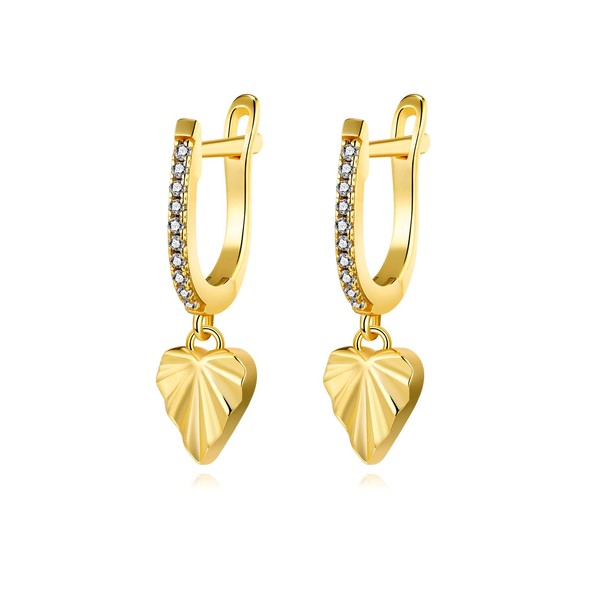 Gold Heart Dangle Earrings for Women 925 Sterling Silver Heart