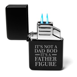 Dual Flame Torch Lighter It's Not A Dad BOD It's A Father Figure Funny Gift for Dad (Black)