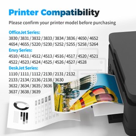 BAIINK Remanufactured Ink Cartridge Replacement for HP Ink 63 XL 63XL for 3830 4650 4652 4655 5200 5252 5255 5258 4520 4510 4512 1110 1112 2130 2132 3630 3632 (Black Tricolor 2-Pack)