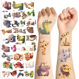 Animal Temporary Tattoos 10 Sheets, Cartoon Colorful Animals Tattoo for Boys and Girls, Fake Cute Tattoo Stickers Waterproof, Birthday Party Favor