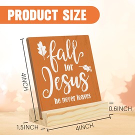 Fall for Jesus Decorations Christian Fall Decorations for Home Vintage Autumn Church Decor Autumn Religious Decor Wood Acrylic Sign 4 x 4 inches (Wood 1908)