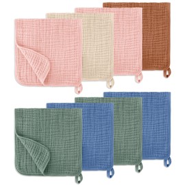 LILY O LAUREL Muslin Burp Cloths, 100% Cotton – 6 Layers Super Soft Absorbent & Breathable, Burp Cloths Baby Boy and Burp Cloths Baby Girl, 20"x10", Newborn Essentials - Pack of 8