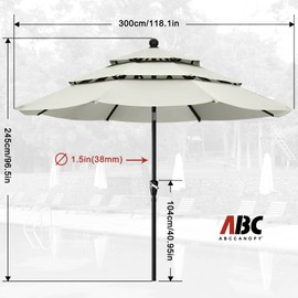 ABCCANOPY Patio Umbrellas 3-Tiers 10FT (Light Beige)