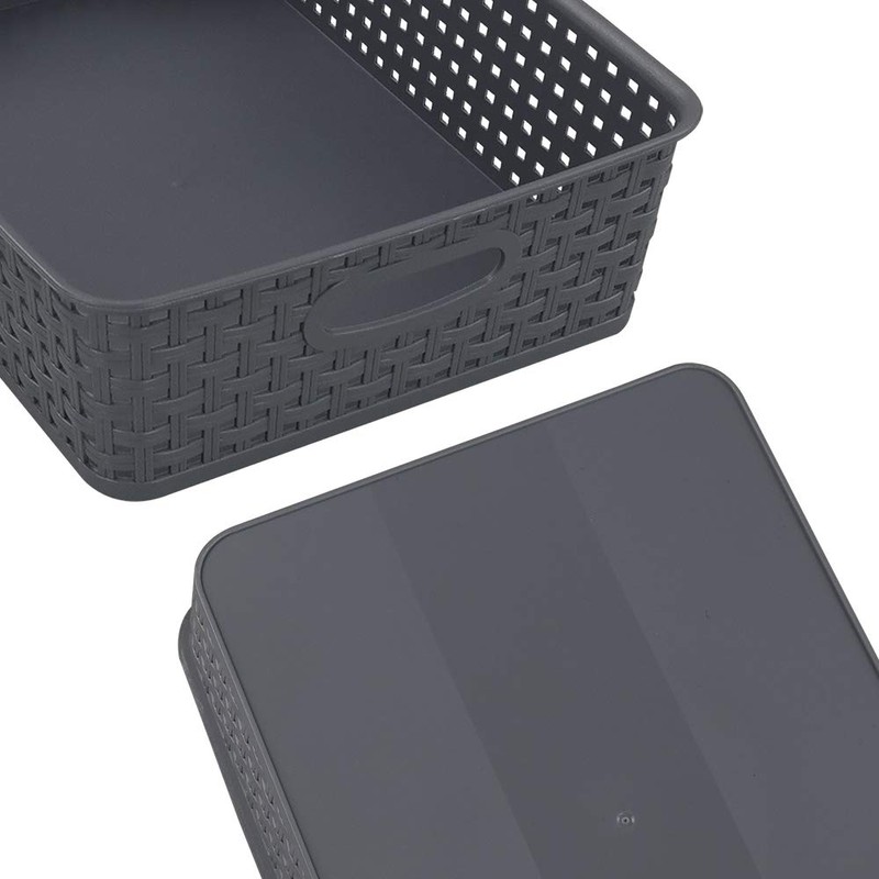 Easymanie A4 Paper Plastic Storage Basket Tray, 5 Packs, Grey