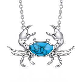 LWQQWL Crab Necklace for Women 925 Sterling Silver Turquoise Crab Pendant Necklace Ocean Turquoise Jewelry Gifts