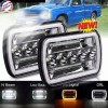 BRICOLOGHT Pair 7X6 LED Headlights Hi/Lo DRL Turn Signal For