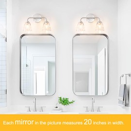 Daunton Vintage Bathroom Vanity Light, Brushed Nickel Vanity Lights Over Mirror, 2-Light Elegant Bathroom Light Fixture with Flower Glass Shade, Wall Sconce Lighting for Bedroom Lining Room