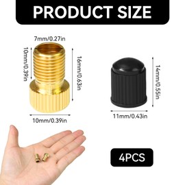 Pengshow 2 Pcs Presta Valve Adapter, Brass Bike Valve Adapter with Rubber Inner Ring, Bike Pump Adaptor with 2 Caps, Presta to Schrader Valve Adapter Portable, for Standard Pump or Air Compressor