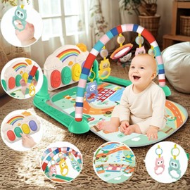 KroMlyX Baby Playmat Glow and Grow Kick & Play Piano Gym, Blue Musical Learning Toy with Developmental Activities for Newborns 0+ Months