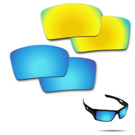 Fiskr Polarized Lenses Replacement for Oakley Eyepatch 1&2(OO9136) Sunglasses with Anti-scratch&Anti-saltwater&Anti-dust Coating(Ice Blue & 24K Gold)