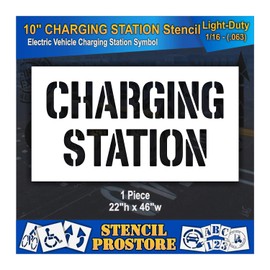 Pavement Stencils - 10 in - Charging Station Stencil - 22'' x 46'' x 1/16" (63 mil) - Light-Duty