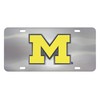 FANMATS 24519 Michigan Wolverines Stainless Steel Front License Plate with