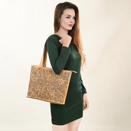 American Darling Tote Hand Tooled Hair on Genuine Leather Western Women Bag Handbag Purse | Western Tote Bag | Travel Tote Bags | College Tote Bag | Casual Tote Bag