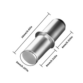 YMWALK 5mm Shelf Supports, Metal Cabinet Wardrobe Shelf Support Pegs, Durable Nickel Shelf Supports for Kitchen Bookshelves, Furniture Shelf Supports, Replacement Bracket Fixings (40, Silvery)