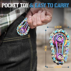 Fidget Toy with Metal Sprocket for Kids Adults, Rainbow Bicycle Chain Gear Fidget Spinner for Anti Anxiety Focus, EDC Novelty Toy for Office Classroom Discount