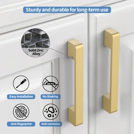 Coinkoly 10 Pack 5"(128mm) Brushed Gold Cabinet Pulls Kitchen Cabinet Handles Gold Drawer Pulls Cupboard Hardware for Cabinets