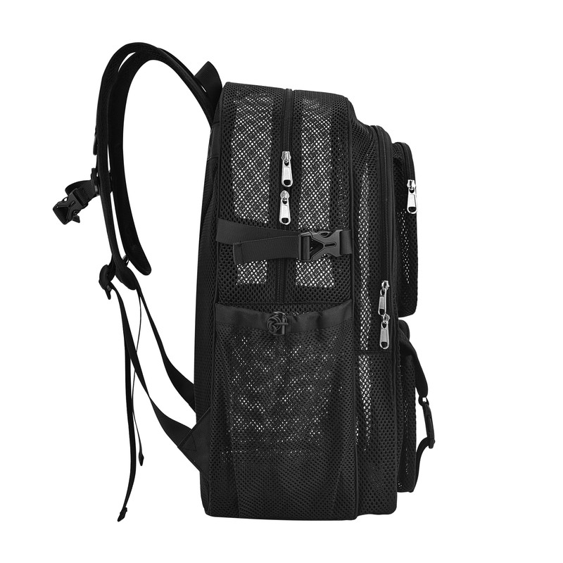 Jeluno Heavy Duty Mesh Backpack for School, Lightweight Black Book