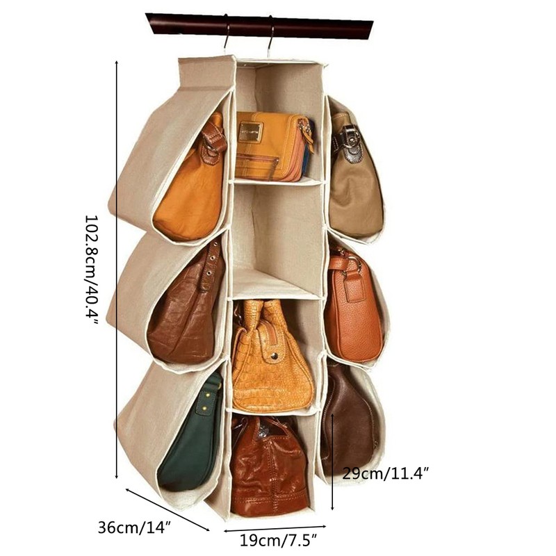 Hanging Purse Handbag Organizer Wardrobe Closet Dust Proof Shelf Rack