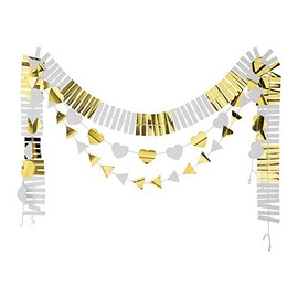 Gold Foil Layered Heart Garland Set - Party Decor - 3 Pieces