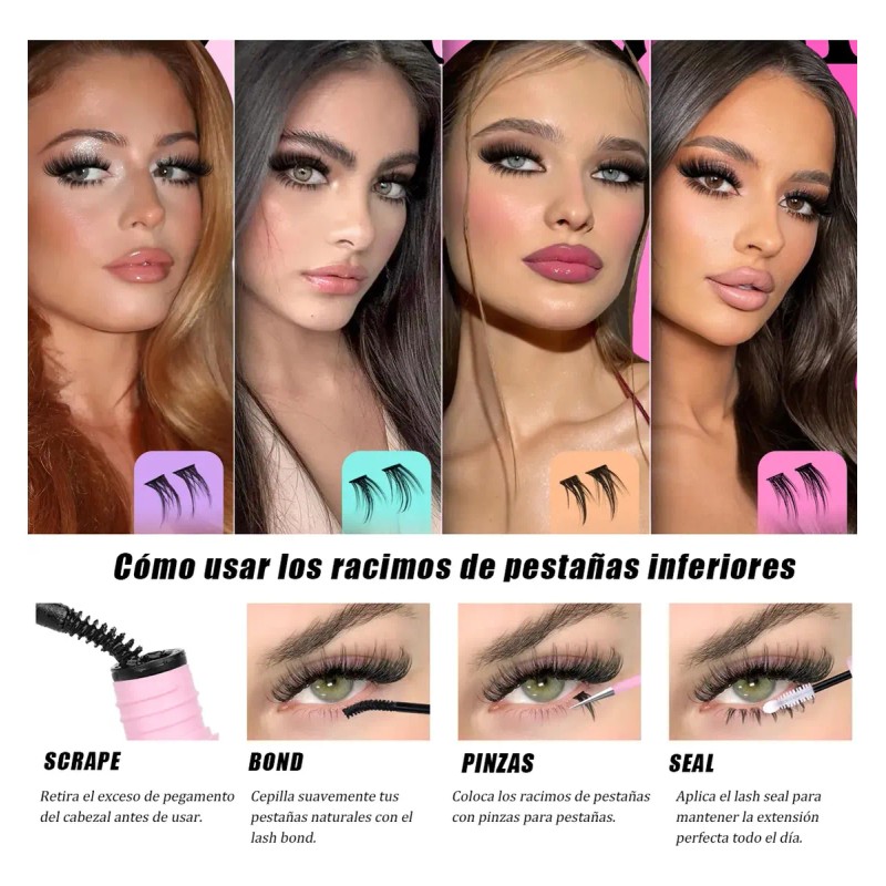 Kits De Racimos De Pestañas Inferiores 40d-100d 740 Piezas Y