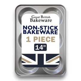 Chabrias Ltd 6 Cup Large 36cm Yorkshire Pudding Tray, Non-Stick Baking Tin for Traditional Roasts, Heavy Duty, Easy Clean, Oven Safe, Made in England, Ideal for Crispy and Even Bakes