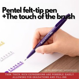 Brush Touch Felt-Tip Pen Fine Point Violet (SES15C-V) 3 Pieces, 5 Color Sticky Notes Set (Violet)