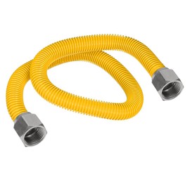 Highcraft GUHDZD1472 GUHD-ZD14-72 70" Flexible Epoxy Coated Gas Line Connector with 3/8" O.D. and Nut Fittings, Yellow/Stainless Steel