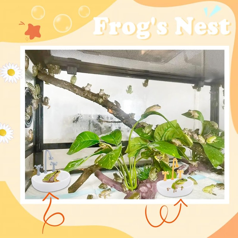 2 Pack Tree Frog Tank Accessories - Toad Habitat Decoration