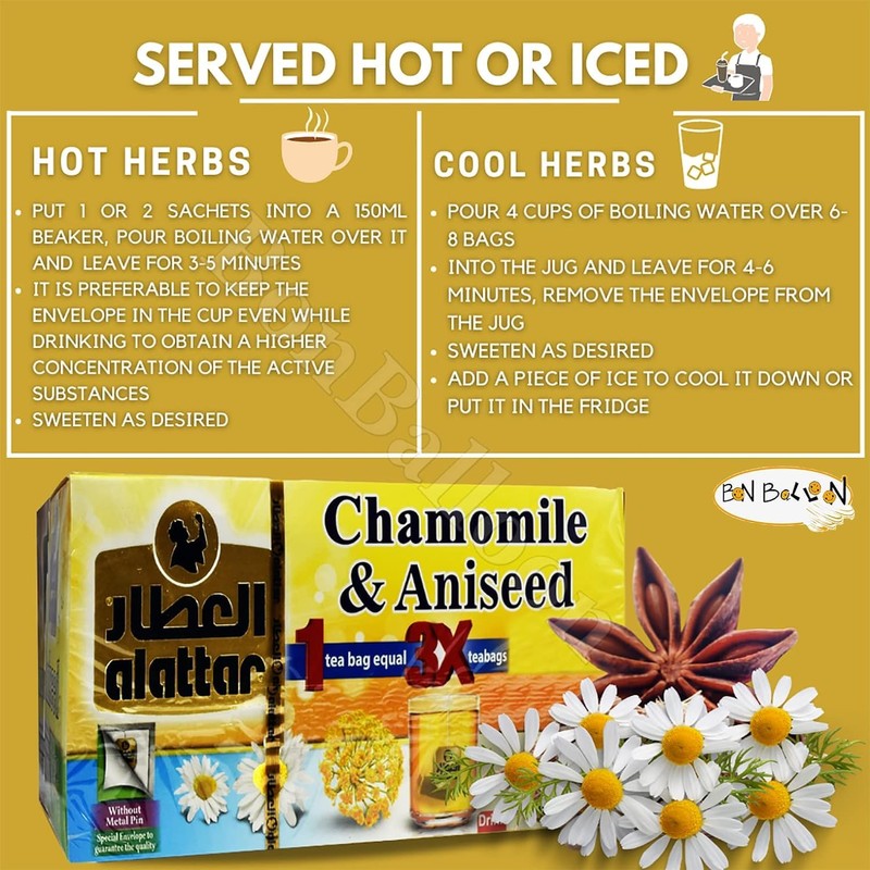Egyptian Dried Premium AlAttar Chamomile & Anise Tea (20 Tea
