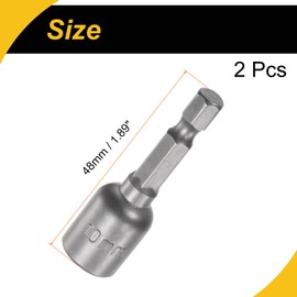 WorkBless 1/4" Quick-Change Hex Shank 10mm Magnetic Nut Driver Bit, 1.89" Length 2 Pcs
