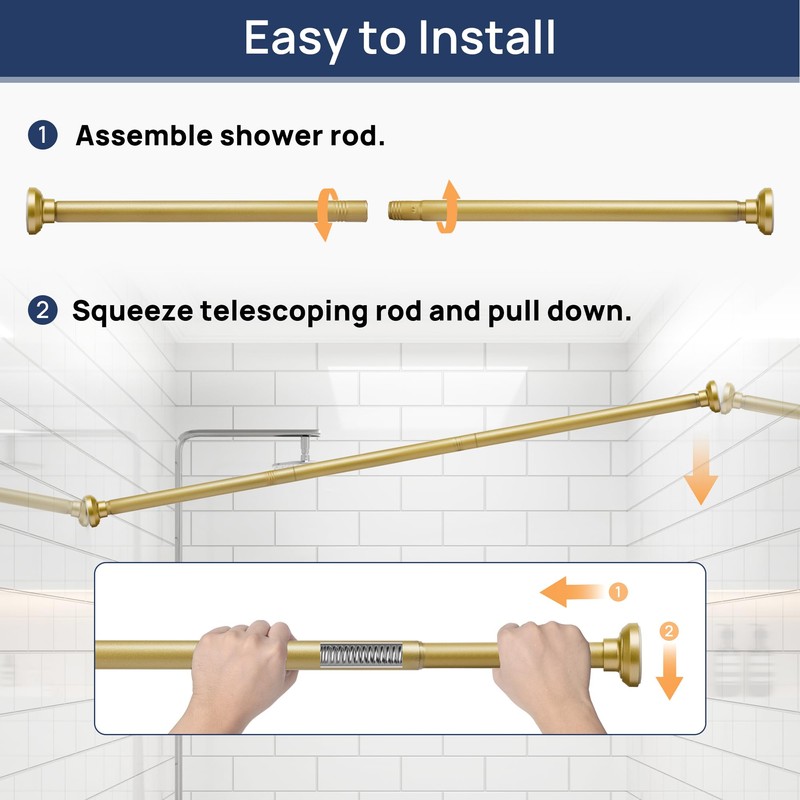 ENJOYBASICS Gold Shower Curtain Rod 30 to 76 Inches, 1