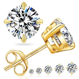 KRKC Moissanite Earrings, Diamond Stud Earrings For Women Men, 14K Gold Earrings, D Color VVS1 Lab Created Diamond 925 Sterling Silver Solitaire Earrings, Jewelry Gifts for Women, 1Carats (Four Prong)