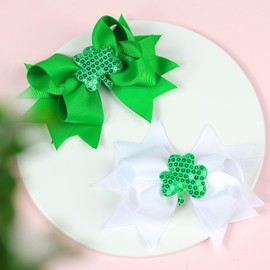 St. Patrick Baby Hairpin Girls Hair Clips Bows Alligator Clips Hair Barrettes JHSP16 (2 Pcs-D)