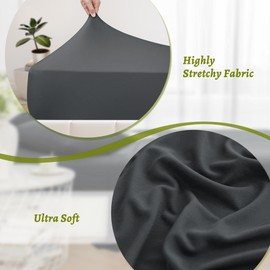 N&Y HOME StretchSnug Sheets Set Queen Size - Stretchy Sheets Deep Pockets, No Slip Stay on Bed, Firm & Tight with Corner Straps - 4 Piece Sets, Dark Gray, Queen