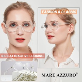 MARE AZZURO Women's Reading Glasses 3.5 Stylish Round Readers 0 1.0 1.25 1.5 1.75 2.0 2.25 2.5 2.75 3.0 3.50 4.0 5.0 6.00 (Transparent 350)