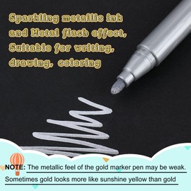 Watersay 24 Pcs Silver Metallic Permanent Markers Bulk Paint Pens 2mm Medium Tip Markers for for Metal, Black Paper, Wood, Crafts, Plastic, Glass, Rock Painting, Scrapbook DIY