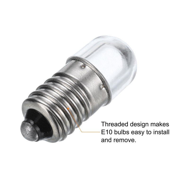 MECCANIXITY 12V/0.04A E10 Mini LED Light Bulbs, 10Pcs Miniature Screw