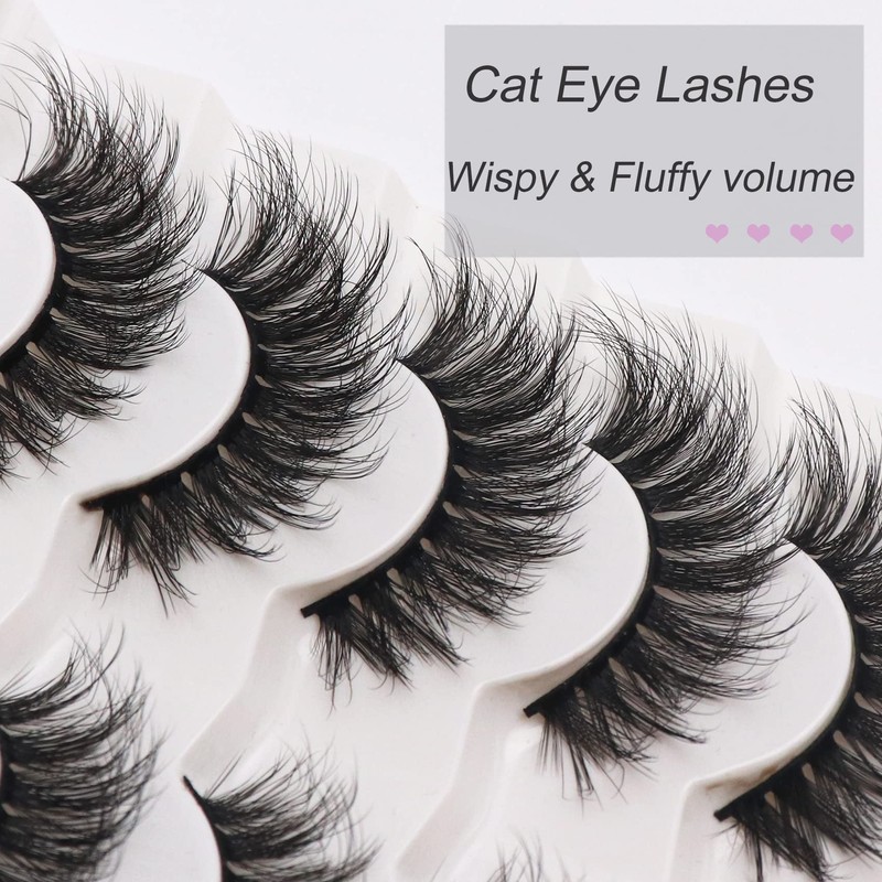 Losha Eyelashes Fluffy Natural Cat Eye False Eyelashes 7 Pairs
