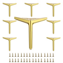 7 1/8 inch /18cm Shiny Gold Metal Furniture Legs Set of 8, Modern Style Furniture Legs, DIY Replacement for TV Stand, Sofa, Chair, Cabinet Cupboard