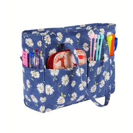 Kiswleon Knitting Bag,Crochet Bag for Needles and Embroidery Organiser,Knitting Tote Bag,Craft Bag for Wool and Needles Storage,Knitting Bags and Knitting Organizers Multiple Pockets for Women