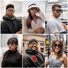 Pro Acme Vintage Oversized Aviator Sunglasses Trendy Retro 70s Sunglasses for Women Men（gradient tea）